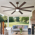 72" Ceiling Fans with Lights: Large Indoor/Outdoor Ceiling Fan for Patios Living Room - 8 Blades Brown Dimmable Ceiling Fans