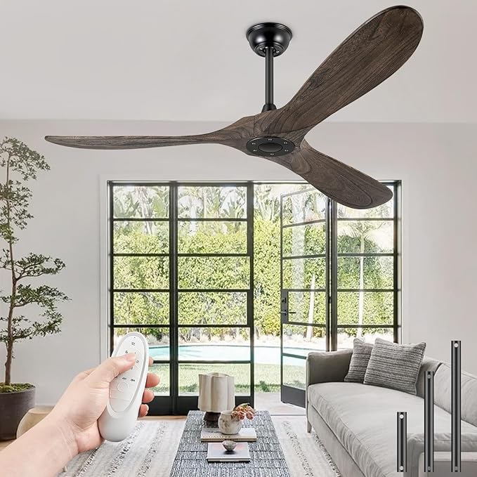 72" Ceiling Fans Without Lights, Solid Wood Ceiling Fan with Remote Control and Quiet DC Motor, Ceiling Fan no Light 3