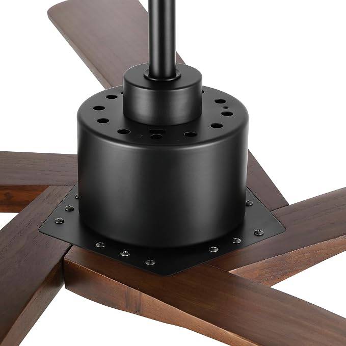 72" DC Ceiling Fan No Light with 3 Downrods, 5 Carved Solid Wood Blades, 6-Speed Reversible DC Motor, Large Ceiling Fan