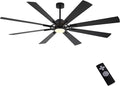 72" DC Ceiling Fan with Lights and 3 Downrods, Matte Black, 8 Plywood Blades, 6-Speed Reversible DC Motor, Large for Kitchen