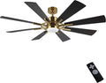 72" DC Ceiling Fan with Lights and Remote, Gold and Black Ceiling Fan w/ 3 Downrods, 8 Plywood Blades, 6-Speed Reversible DC
