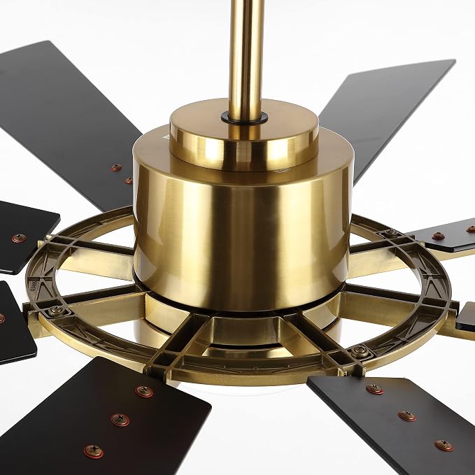 72" DC Ceiling Fan with Lights and Remote, Gold and Black Ceiling Fan w/ 3 Downrods, 8 Plywood Blades, 6-Speed Reversible DC