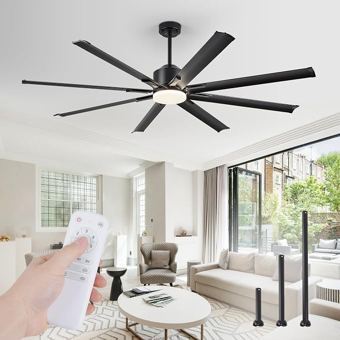72 inch Aluminium Blade Ceiling Fans with Lights and Remote, Outdoor Ceiling Fans for Patio Living Room with Quiet DC Motor