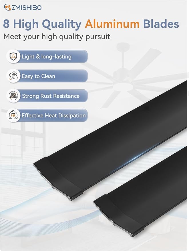 72 inch Aluminium Blade Ceiling Fans with Lights and Remote, Outdoor Ceiling Fans for Patio Living Room with Quiet DC Motor