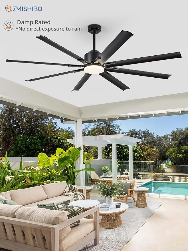 72 inch Aluminium Blade Ceiling Fans with Lights and Remote, Outdoor Ceiling Fans for Patio Living Room with Quiet DC Motor