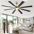72 inch Black and Gold Ceiling Fans with Lights and Remote, Indoor/Outdoor Ceiling Fan for Patio Living Room, 6 Speed