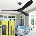 72 Inch Black Ceiling Fan No Light,Wood Outdoor Ceiling Fans for Patios Living Room Gazebo Mid Century Modern Exterior Extra