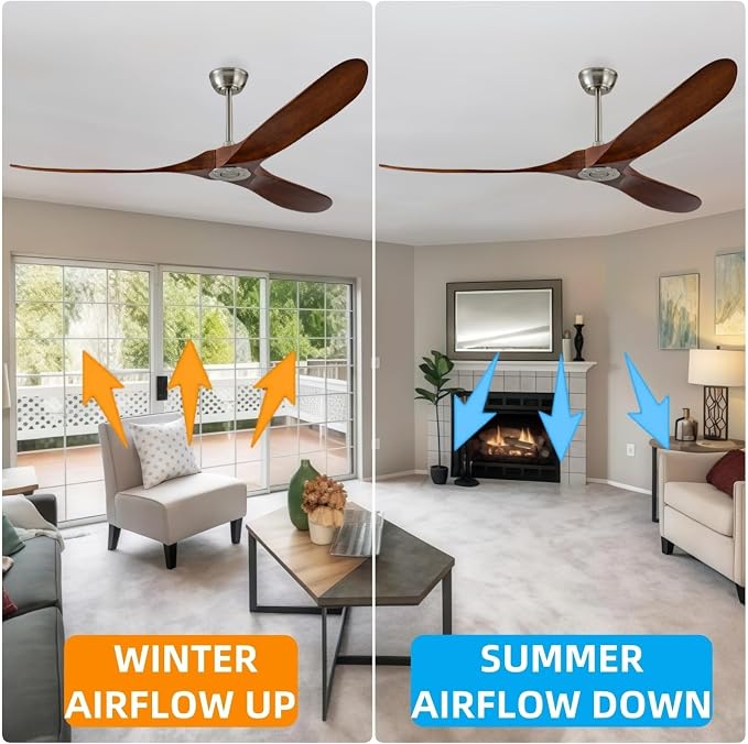 72 Inch Ceiling Fan No Light, Outdoor Patio Wooden Ceiling Fan Without Light,with Remote Control,Quiet Reversible