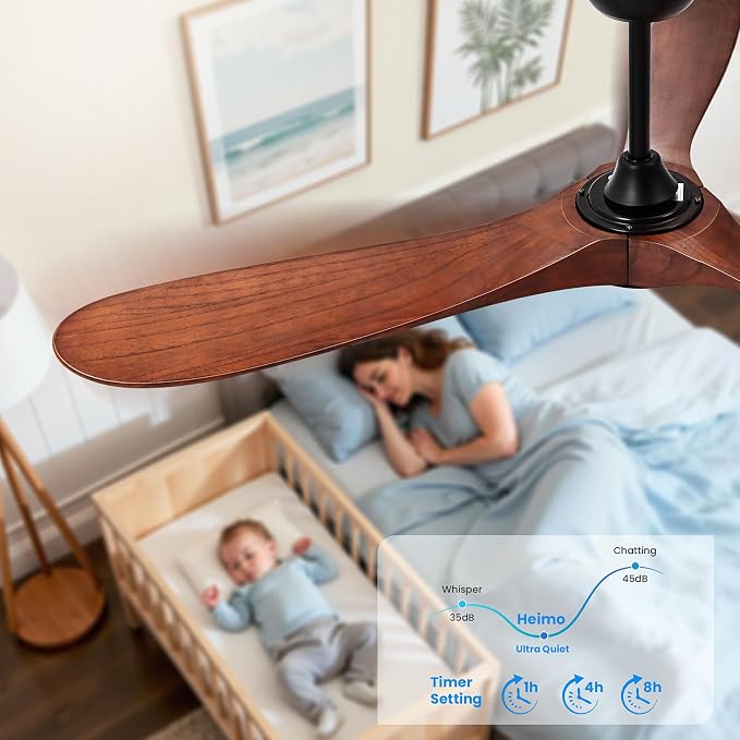72 Inch Ceiling Fan with Light and Remote Control, Wood Outdoor Ceiling Fans with Lights Dimmable for Bedroom Living Room