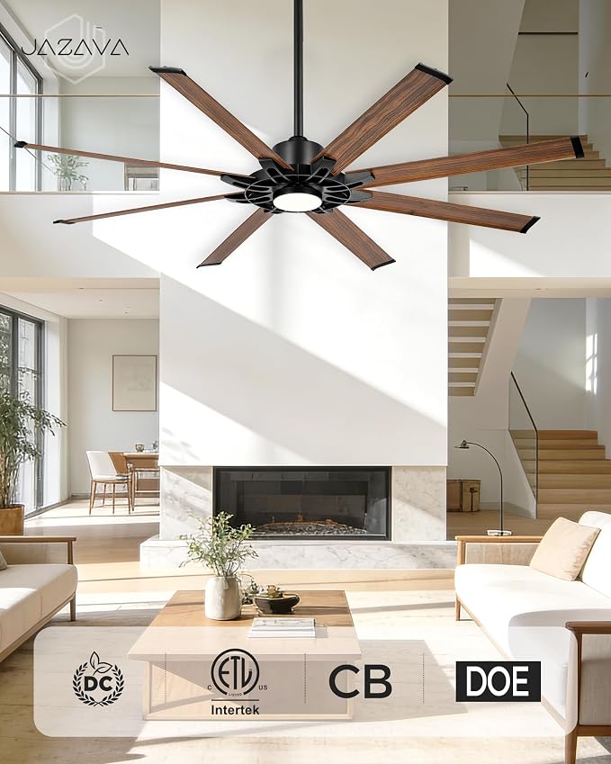 72 Inch Ceiling Fan with Light, Industrial Ceiling Fan with 8 Aluminium Metal Blades, Smart Fan Compatible with, alternate