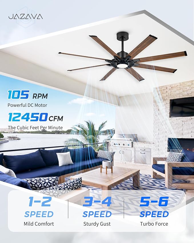 72 Inch Ceiling Fan with Light, Industrial Ceiling Fan with 8 Aluminium Metal Blades, Smart Fan Compatible with, alternate