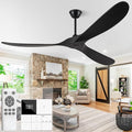 72 Inch Ceiling Fan With Remote And Wall Switch,Large Wood Ceiling Fan Without Light 3 Blades,Outdoor Ceiling Fans 6