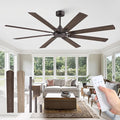 72 Inch Ceiling Fans No Light with Remote, Modern Ceiling Fan Without Light, Dual Finish 8 Blades, Reversible DC Motor, 6