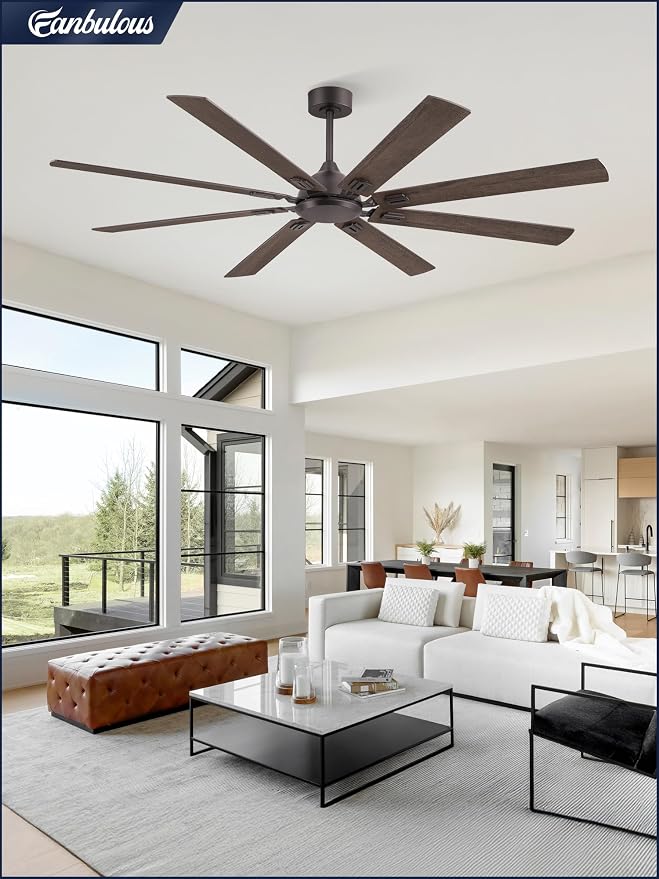 72 Inch Ceiling Fans No Light with Remote, Modern Ceiling Fan Without Light, Dual Finish 8 Blades, Reversible DC Motor, 6