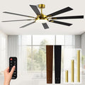 72 Inch Ceiling Fans with Lights and Remote, Dual Color 8 Blades, Bedroom Living Room Office Library Cafe Outdoor Industrial