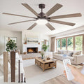 72 Inch Ceiling Fans with Lights, Brown Farmhouse Ceiling Fan with Light, large LED Panel, Quiet Reversible DC Motor
