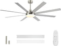 72 Inch Ceiling Fans with Lights - Large Brushed Nickel Ceiling Fan with Light and Remote for Bedroom Living Room Indoor - 6