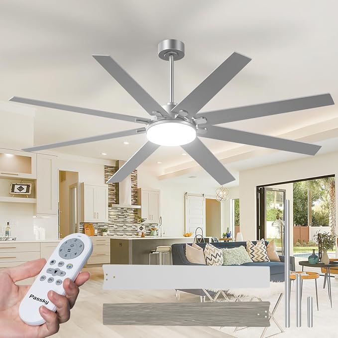 72 inch Ceiling Fans with Lights, Large Modern Ceiling Fan with Light and Remote Control, Reversible, Dimmable, 3CCT, Quiet