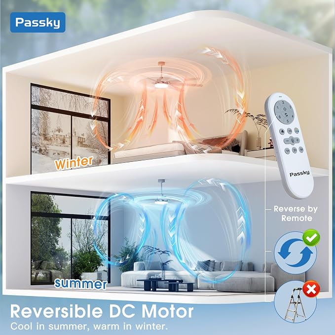 72 inch Ceiling Fans with Lights, Large Modern Ceiling Fan with Light and Remote Control, Reversible, Dimmable, 3CCT, Quiet