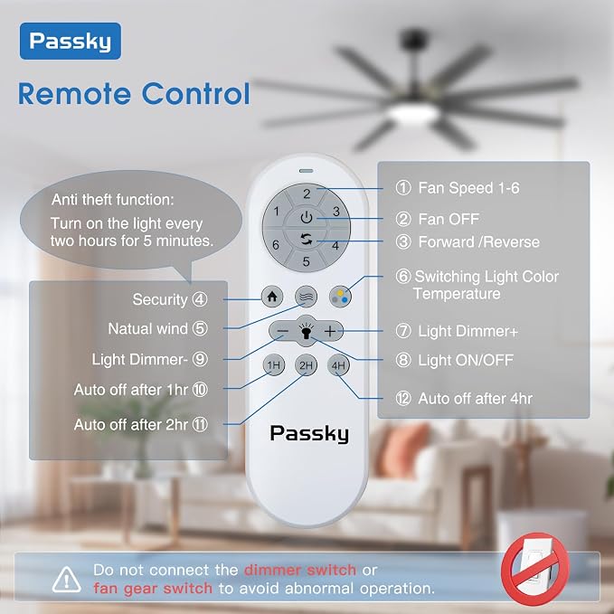 72 inch Ceiling Fans with Lights, Large Modern Ceiling Fan with Light and Remote Control, Reversible, 3CCT, Dimmable, Quiet