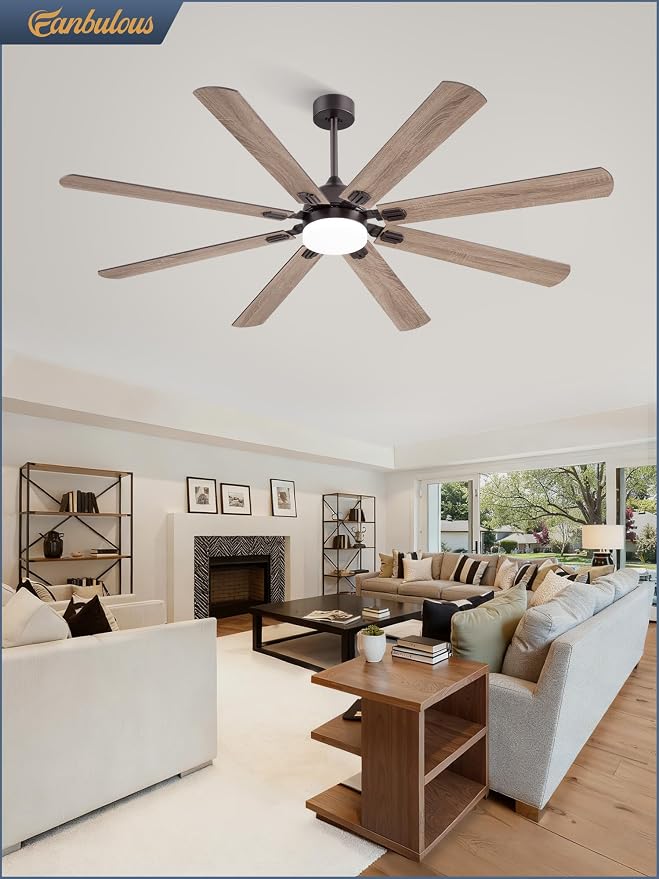 72 Inch Ceiling Fans with Lights, Oil Bronze Modern Ceiling Fan with Remote,Large Farmhouse Indoor & Outdoor Ceiling Fan with