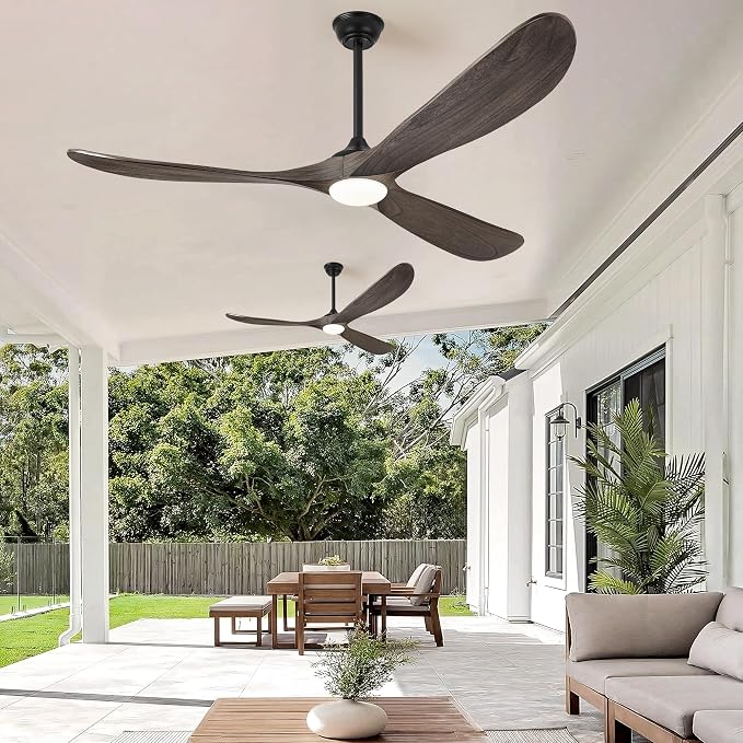 72 Inch Ceiling Fans with Lights, Wood Outdoor Ceiling Fan for Patio and Remote Control Rustic Propeller Large Ceiling Fans