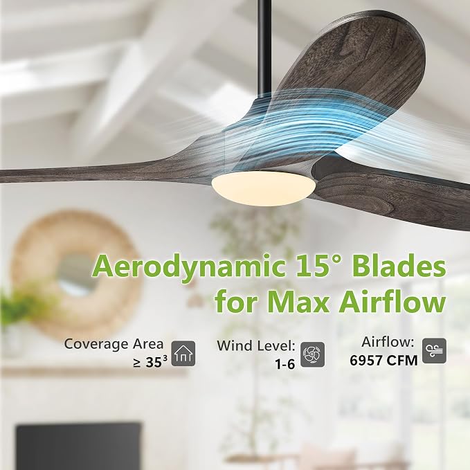 72 Inch Ceiling Fans with Lights, Wood Outdoor Ceiling Fan for Patio and Remote Control Rustic Propeller Large Ceiling Fans
