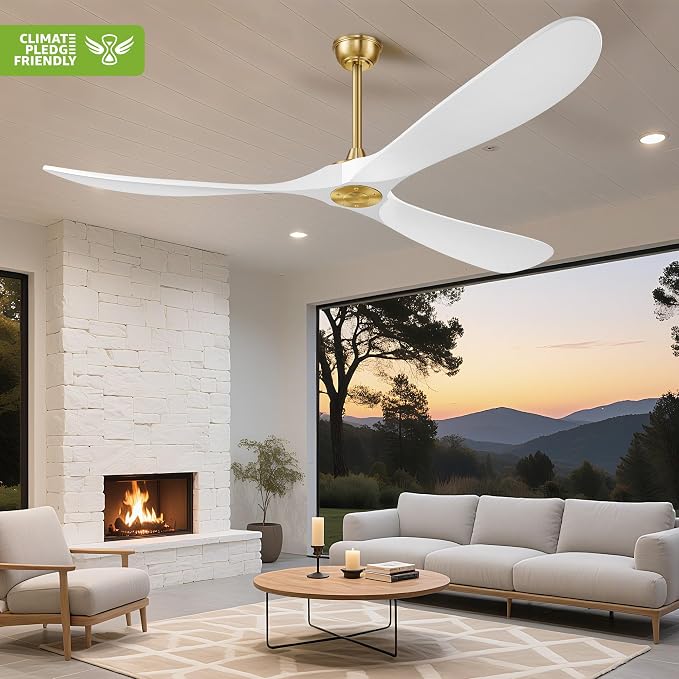 72 Inch Ceiling Fans without Lights, Wood Large Ceiling Fan no Light and Remote Control, Modern Indoor Outdoor Ceiling Fan no