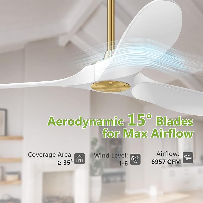 72 Inch Ceiling Fans without Lights, Wood Large Ceiling Fan no Light and Remote Control, Modern Indoor Outdoor Ceiling Fan no