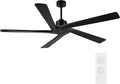 72 Inch DC Ceiling Fan No Light with 3 Downrods, 5 Reversible Carved Solid Wood Blades, 6-Speed Noiseless DC Motor, Large