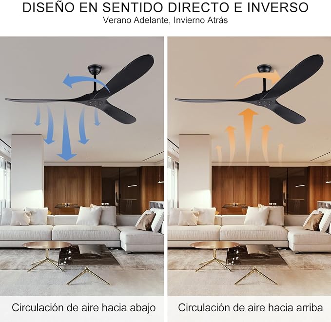 72 Inch Large Ceiling Fan, Black with Remote Control, 3 Solid Wood Blades, Indoor Outdoor Fan for Patios Porch Living Room