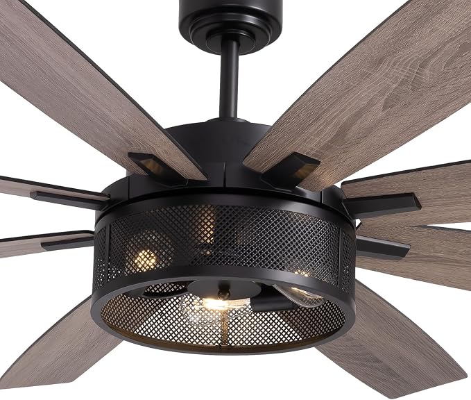 72 inch Large Ceiling Fans with Lights and Remote, Black Modern Ceiling Fan for Living Room, Patios, 6 Speed Reversible Quiet