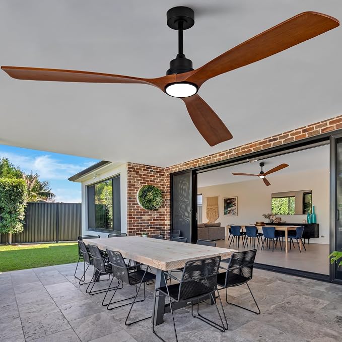 72 Inch Outdoor Ceiling Fans with Lights and Remote, Large Ceiling Fan with Light, 3 Blade Wood Ceiling Fan, Outdoor Fan for