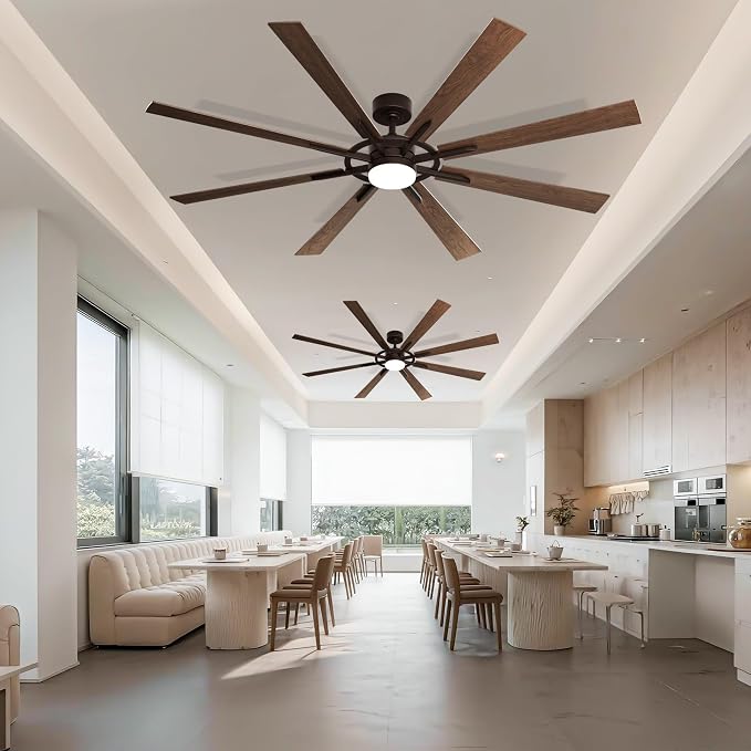 72 Inch Smart Ceiling Fan with Light and Remote, Walnut Ceiling Fan with Quiet Reversible DC Motor, Control Via, alternate