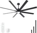 72 Inch Solid Wood Large Ceiling Fans with Lights and Remote, Black Blades, 3CCT Dimmable LED, 6-Speed Reversible DC Motor