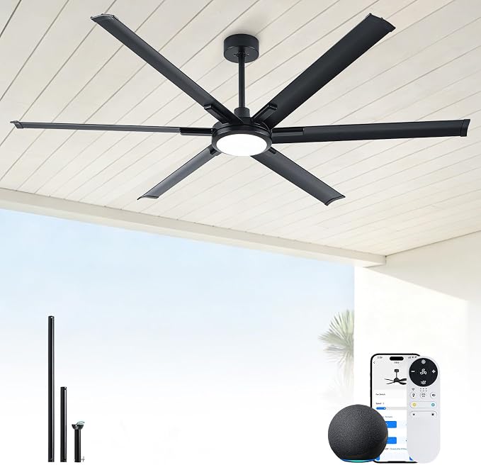 72 Inch Ultra-thin Smart Ceiling Fan via WiFi Alexa APP Remote Control,Whole Aluminum DC Motor and Blades,6 Speed, product