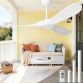 72 Inch White Ceiling Fan No Light, Wood Outdoor Ceiling Fans without Lights for Patios Gazebo Porch Living Room, Modern