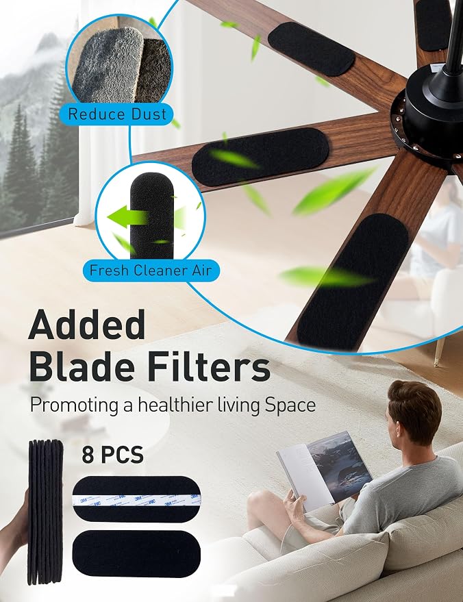 72 Inch Wood Black Smart Ceiling Fan with Light and Remote via WiFi Alexa APP Control,6 Speed Quiet DC Motor,Dimmable,Indoor
