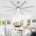 72" Industrial Ceiling Fans with Lights, Large Ceiling Fan with 3CCT, 8 Reverisble Aluminum Blades, Quiet DC Motor, 6-Speed