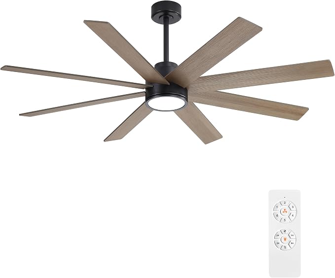 72" Large DC Ceiling Fans with Lights and Remote, 3 Downrods, 8 Plywood Blades, 6-Speeds Reversible DC Motor, 3CCT, Indoor