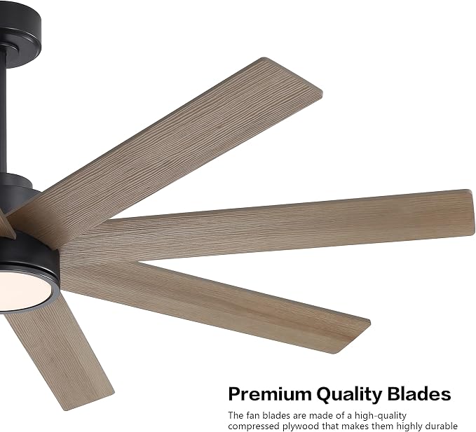 72" Large DC Ceiling Fans with Lights and Remote, 3 Downrods, 8 Plywood Blades, 6-Speeds Reversible DC Motor, 3CCT, Indoor