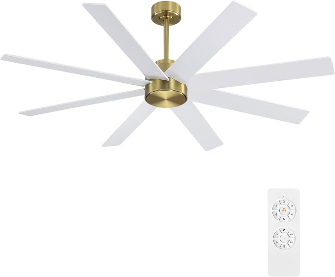 72" Large DC Ceiling Fans without Lights, 3 Downrods, 8 Plywood Blades, 6-Speeds Reversible DC Motor, Indoor Ceiling Fan No