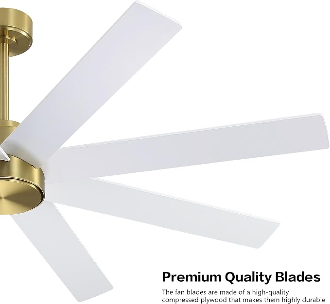 72" Large DC Ceiling Fans without Lights, 3 Downrods, 8 Plywood Blades, 6-Speeds Reversible DC Motor, Indoor Ceiling Fan No