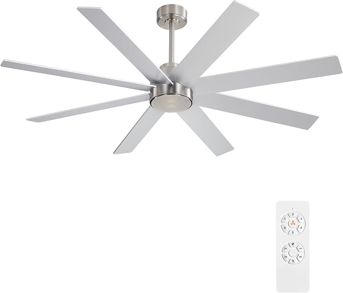72" Large DC Ceiling Fans without Lights, 3 Downrods, 8 Plywood Blades, 6-Speeds Reversible DC Motor, Indoor Ceiling Fan No