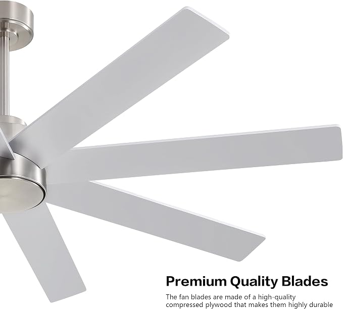 72" Large DC Ceiling Fans without Lights, 3 Downrods, 8 Plywood Blades, 6-Speeds Reversible DC Motor, Indoor Ceiling Fan No