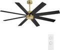 72" Large DC Ceiling Fans without Lights, 3 Downrods, 8 Plywood Blades, 6-Speeds Reversible DC Motor, Indoor Ceiling Fan No