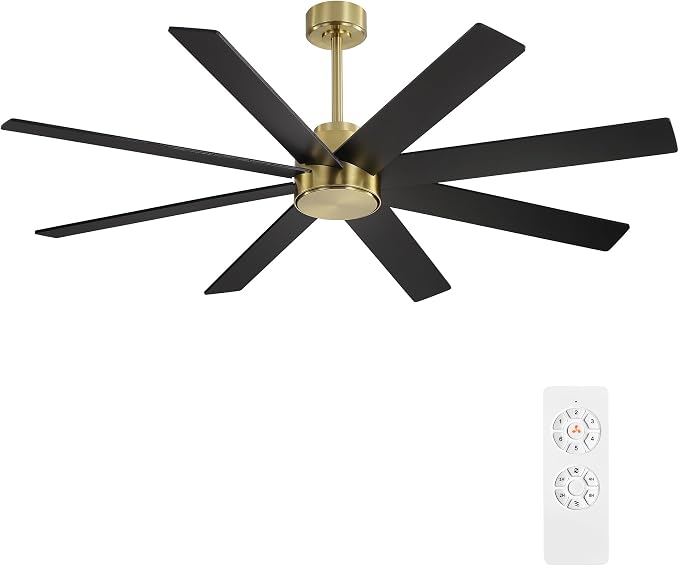 72" Large DC Ceiling Fans without Lights, 3 Downrods, 8 Plywood Blades, 6-Speeds Reversible DC Motor, Indoor Ceiling Fan No