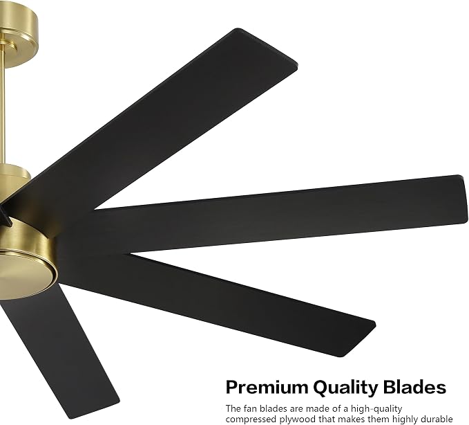 72" Large DC Ceiling Fans without Lights, 3 Downrods, 8 Plywood Blades, 6-Speeds Reversible DC Motor, Indoor Ceiling Fan No