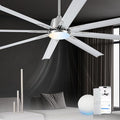 72 lnch lndustrial Smart Celing Fan with Light and Remote Control via WIFI Alexa,Large Celing Fan with 8 Brushed Nickel