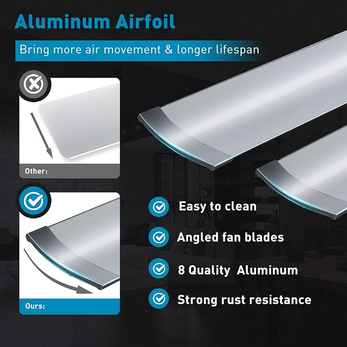 72 lnch lndustrial Smart Celing Fan with Light and Remote Control via WIFI Alexa,Large Celing Fan with 8 Brushed Nickel
